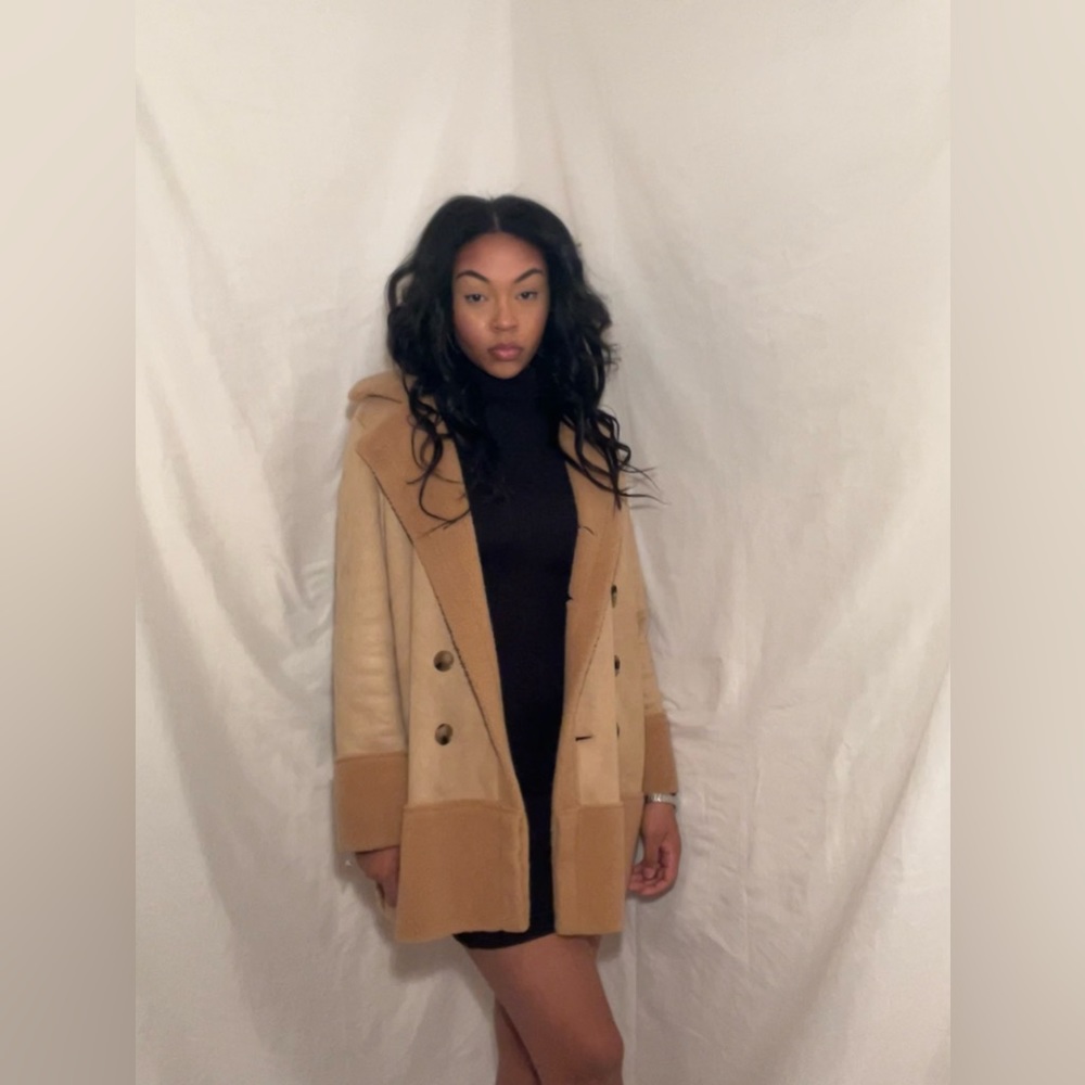 Teddy lined Khaki Suede Jacket Women’s Size: S NO POCKETS